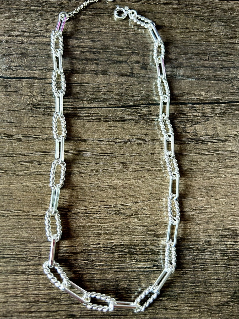 LOFT Silver Mixed Link Chain Statement Necklace